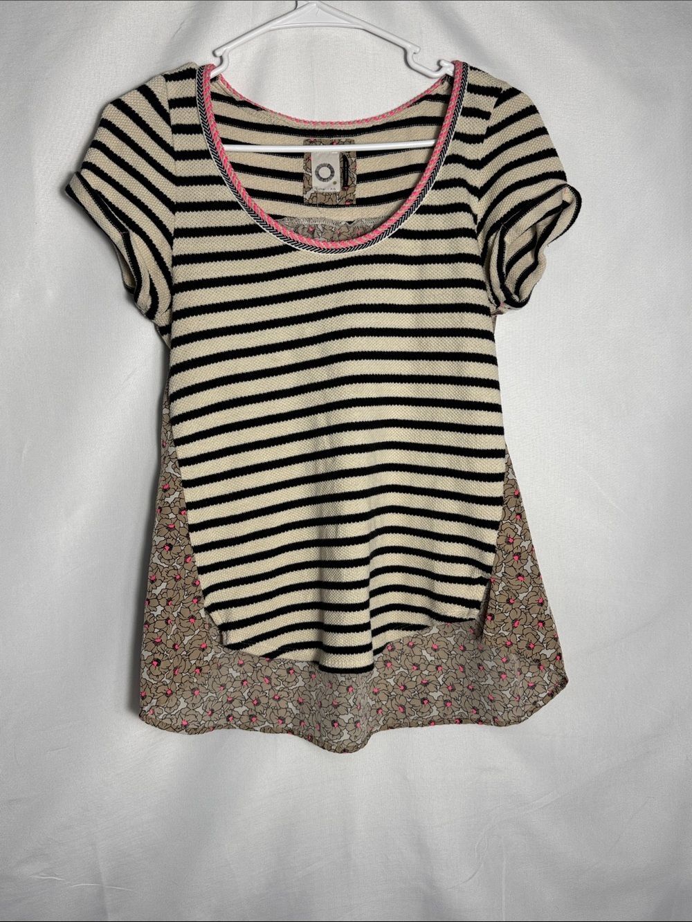 Akemi + Kin for Anthropologie Knit Top with Stripes and Floral Print Size Small